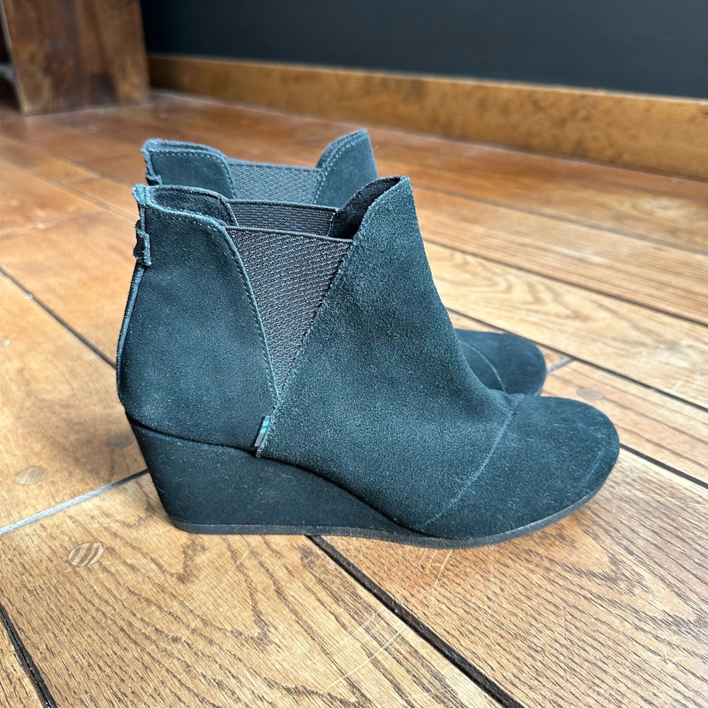 Toms Black Suede Ankle Booties